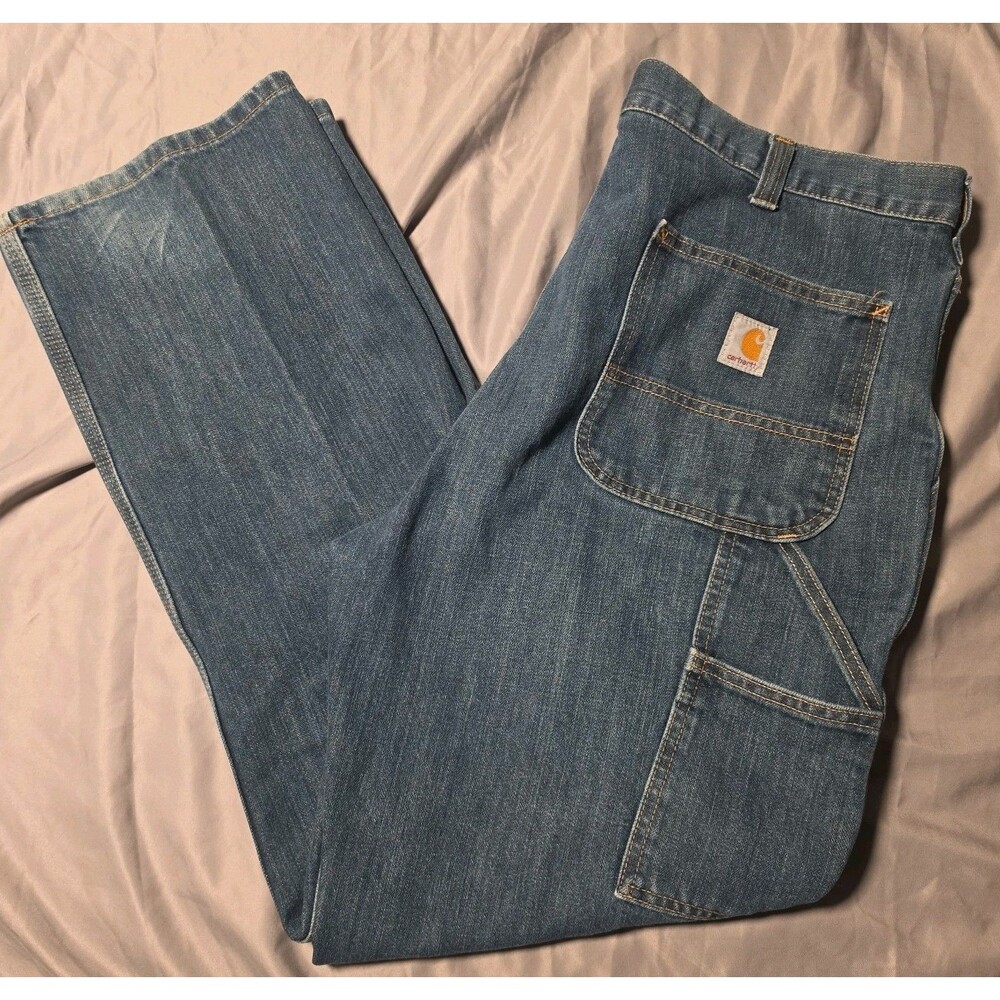 Carhartt Men's Size 38x30 Relaxed Fit Straight Leg Denim Blue Jeans 103327